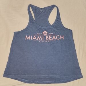 Cotton Racer Back Blue Pink Miami Graphic
